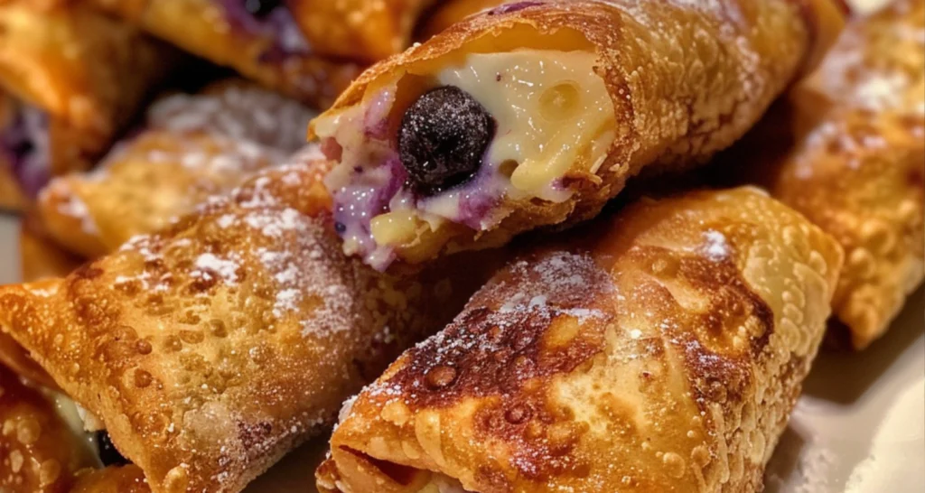 Crispy Blueberry and Cream Cheese Egg Rolls