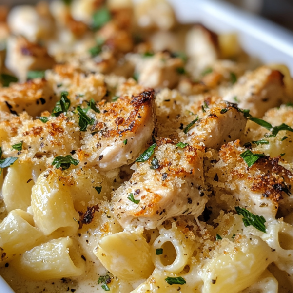 garlic parmesan chicken pasta bake