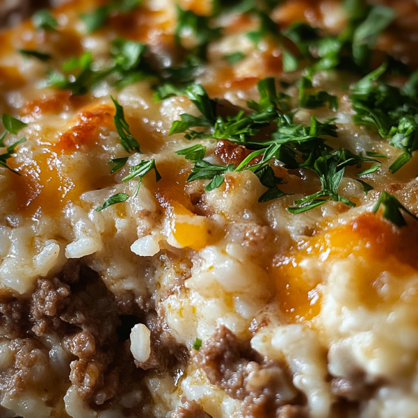 Cheesy Ground Beef and Rice Casserole